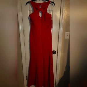 Red sleeveless formal dress